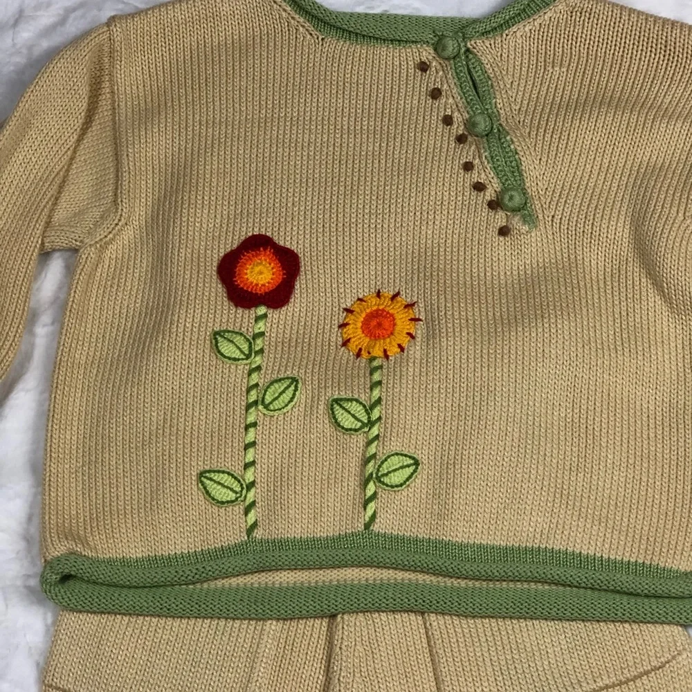 Zackali 4 Kids Red Flowers Knit Outfit size 3/4 - Picture 4 of 13